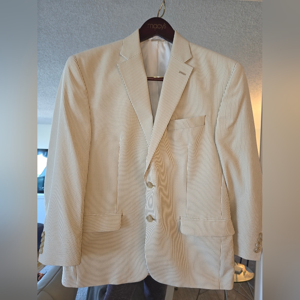 Men's Striped Beige Suit